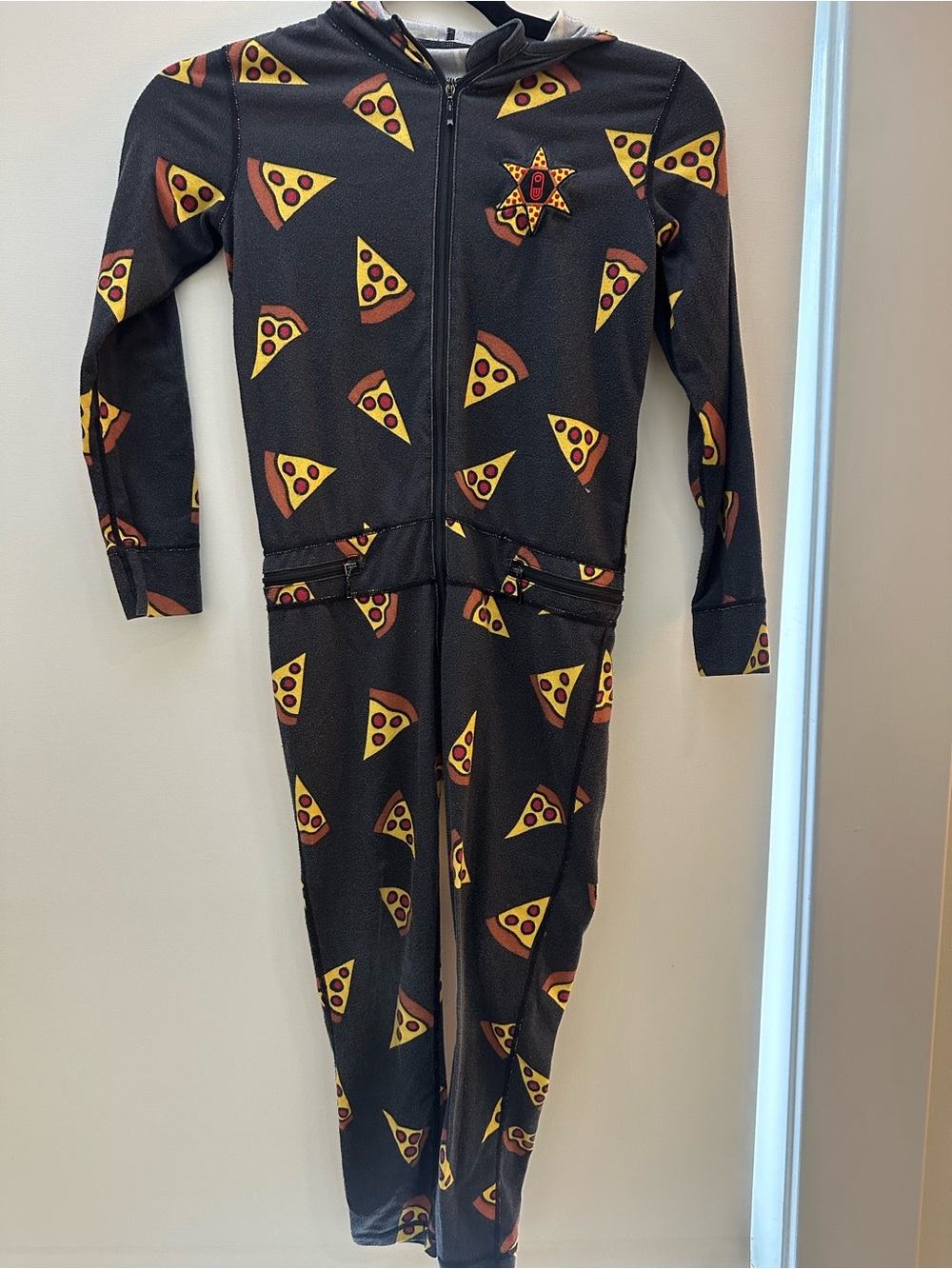 Kids Black Pizza-Print Base Ski Layer